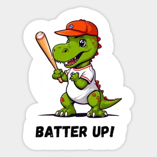 Batter Up Dino Playing Baseball Sticker